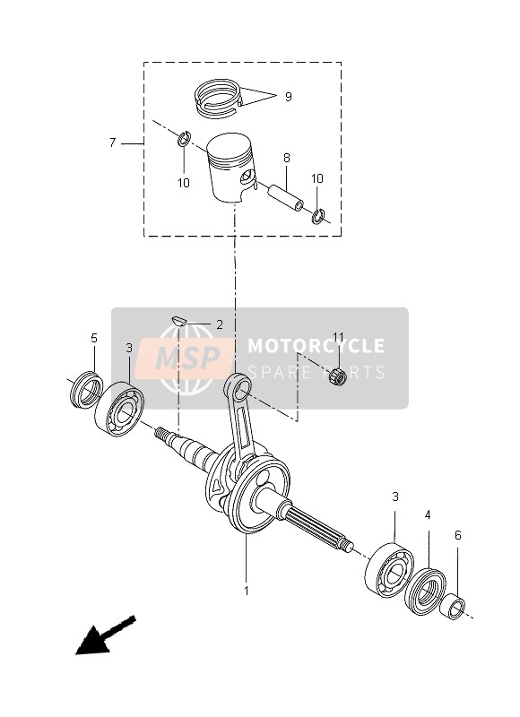 Yamaha CW50E 2013 Cigüeñal & Pistón para un 2013 Yamaha CW50E